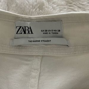 Zara High Waist White Jeans